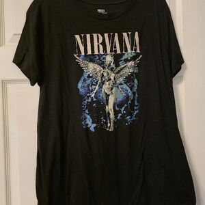 NIRVANA Black Smiley Face Tee